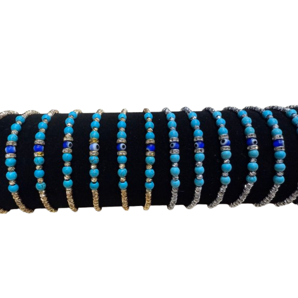 BA-010 Βραχιόλι τιρκουάζ με μάτι σε ρολό 