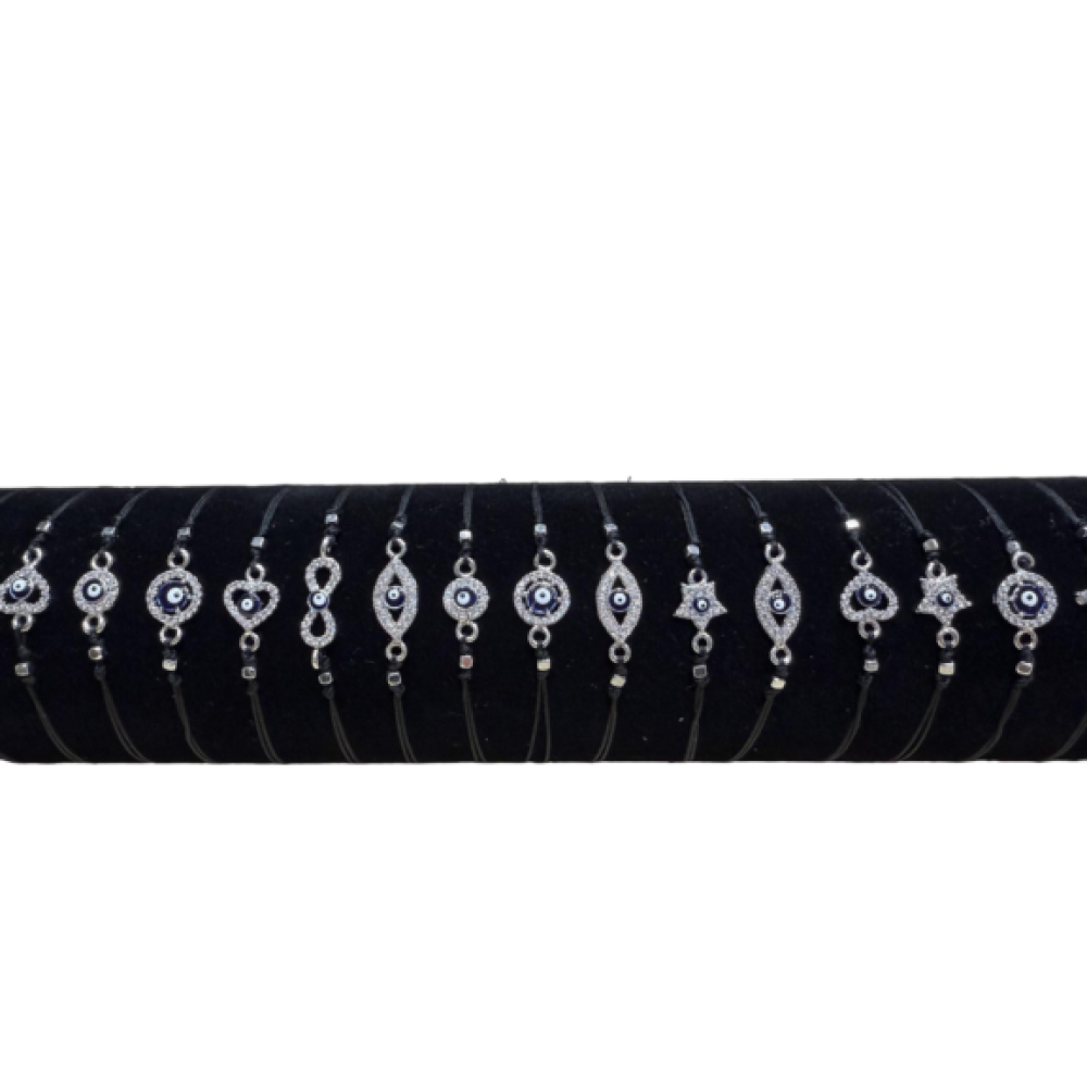 BB-002 Βραχιόλι μάτι με στρας ασημί σε ρολό 