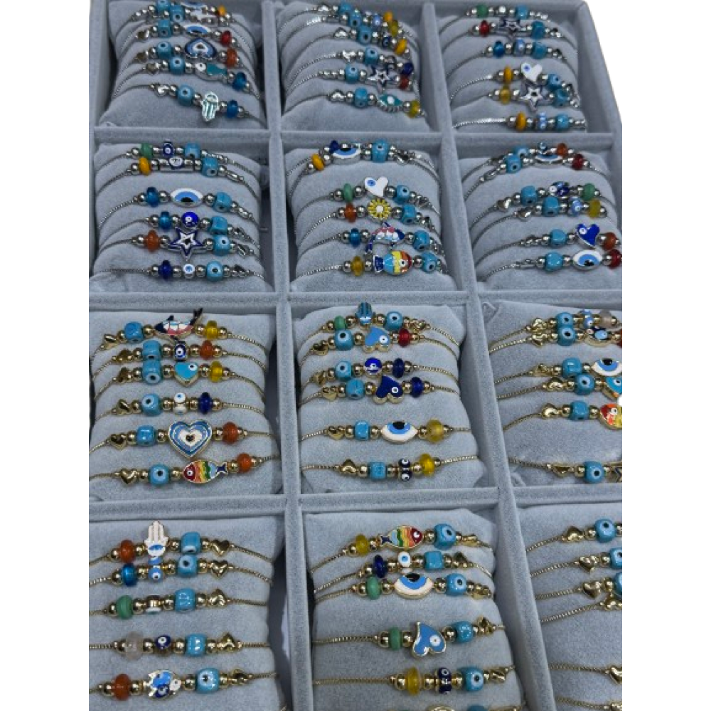 TD-020 Βραχιόλι μάτι διάφορα σχέδια πολύχρωμο κασετίνα 